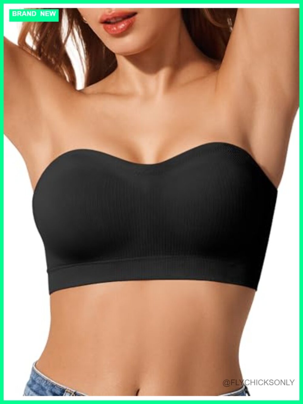 Strapless Push Up Bandeau Bra with Removable Straps and Silicone Grip
